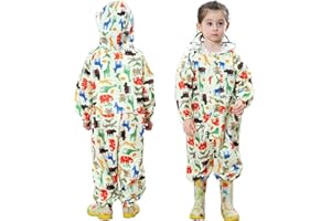 FILOWA Impermeabile Pioggia Bambino Impermeabile Antipioggia Tuta Bambini Con Cappuccio Ragazze Ragazzi Poncho Portatile Jogging Tutto in Uno Giacche Impermeabili Bimba Bimbo Unisex 1-7 anni