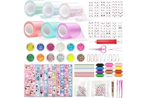 YIBEBE Nano Tape Bubble Kit per Bambini: Nastro Magico con Polvere Scintillante - Fai da Te Nano Tape Bubble Craft per Bambini con Glitter Paillettes Adesivi Cannuccia e Forbici (Multicolor)