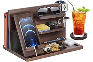 ROBOMANOR Geschenke für Männer Geburtstag, Vatertagsgeschenk für Papa, Holz Telefon Dockingstation Uhren Geldbörsen Nachttisch Organizer Männer, Geschenk Vatertag, Dockingstation Holz, Papa Geschenk Geburtstag