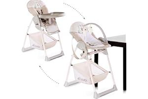 Hauck Seggiolone Pappa Sit N Relax - Seggiolone Neonato dalla Nascita a 9kg - Seggiolone Evolutivo fino a 15kg - Altezza Regolabile, Pieghevole - Con Ruote, Arco Giochi, Vassoio e Cesto - Beige