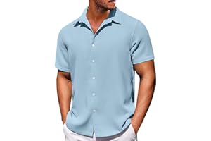 ROSENNIE Hawaii Hemd Männer Revers Einfarbig Waffel Sommer T Shirt Große Größen Knopfleiste Kurzarm Strandhemd Locker Freizeithemden Oversized Tshirt Herren Trachtenhemd Urlaub Hemden