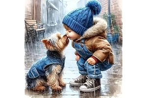 BEAYIOU Animal Cross Stitch Kits for Adults, Boy Dog Stamped Cross Stitch Kits for Beginners, Needlepoint Cross-Stitch Patterns Embroidery Kits Arts and Crafts for Home Decor 12×12 Inch