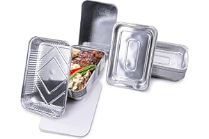 MAMATURA XL aluminium trays | extra large, rectangular, heat-resistant drip pans for BBQ grill | 13.00 x 8.66 x 1.35 inches | 25 XL drip trays