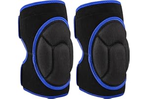 JODSEN Knee Pads for Work, Protective Garden Kneeling Pads Anti-Slip Collision Avoidance Knee Sleeve for Women and Men, Multifunction Knee Caps for Gardening, Sport, Skating (Black with Blue Rim)