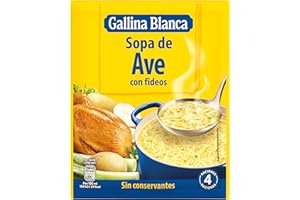GALLINA BLANCA Sopa de Ave con Fideos | Sopa Deshidratada Elaborada con Ave, Verduras de la Huerta y Fideos. Sin Conservantes, Baja en Grasa - Sobre 76g, 4 raciones