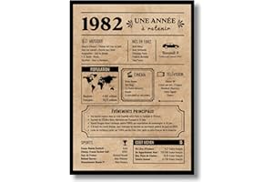 EQUIK PRODUCTS Carte de voeux d'anniversaire 1982 | Cadeau d'anniversaire | Année de naissance 1982 | Affiche d'anniversaire vintage | anniversaire homme femme (1982)