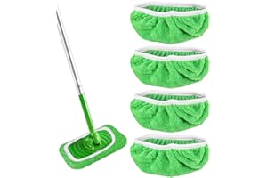 TIDEVAN 4 Paños Reutilizables Microfibra Repuesto Mopa Compatibles con Swiffer Sweeper Mop Recambio Mopa de Microfibra Lavables y de Limpieza Mopa de Microfibra para Uso Húmedo y Seco