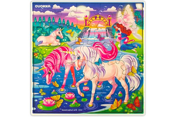 Quokka Puzzle Licorne en Bois Enfants 3 4 5 Ans – 28 Pièces Puzzle Enfant 6 7 8 Ans – Montessori Jouet Licorne en Bois pour Garçons et Filles - Cadeau Jeux Éducatifs