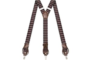 Kohentact Bretelle Uomo con Clip e Bottone, Include 6 Bottone, Larghezza 3,5 cm Y-Shape per Altezza Fino a 200 cm, Acciaio Inossidabile, Gamma di Regolazione Elasticità Extra Large