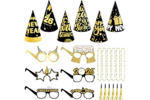 SESAMELESS 24Pcs New Years Eve Party Supplies 2026,Happy New Year Headband,Glasses,Hats,New Year Decorations 2026 Party Accessories,New Years Eve Party Photobooth Props For Adults,Children