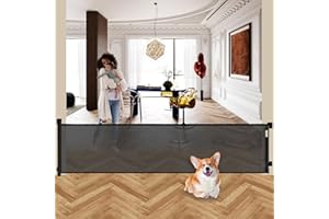 BECROWM 400cm/158 Inch Extra Wide Retractable Baby Gate for Large Openings, Safety Baby Gate for Doorways, Extra Long Dog Gates for Indoor, Outdoor, Child Gates for Wide Openings (400cm Black)