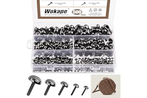 Wokape Lot de 500 attaches parisiennes rondes en forme de tête de champignon - Noir - 5 tailles - Pour l'école, le bureau, les travaux manuels