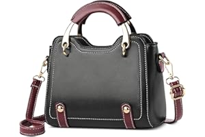 FOLOVEYA Mode Women Handbags Small Elegant Crossbody Bag Ladies Top Handle Bag Retro Casual Satchel Shoulder Bags PU Leather for Shopping Travel Work Dating Black