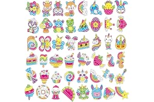 QCHMM DIY Diamond Painting Kit Enfant, 48 Pièces Peinture Diamant Animaux Crème Glacée Autocollant, DIY 5D Diamant Painting Art Mosaïque pour Enfants et Débutants Adultes