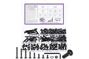 BATENGKEJI M6 Juego de Tornillos y Tuercas y Arandelas, 178 Pcs Métricos Tornillos de Cabeza Hueca Hexagonal Cilíndrico, Tornillería Tornillos Cabeza Hexagonales Redonda para Reparación Máquinas, Negro