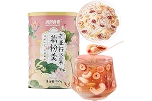 WANGLIUPEERS Lotuswurzelpulver Chinesische Asiatische Suppe,Chiasamen Und Nüsse Lotuswurzelstärke,Dessert,Kalorienarmes,Gesundes Instant-Frühstück