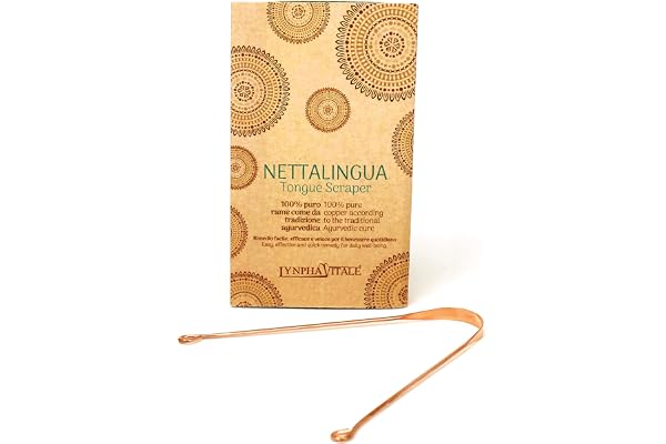 LYNPHA VITALE - Nettoyeur de Langue à base de cuivre - Remède naturel contre l'halitose - pour une haleine fraîche et le nettoyage de la langue - Jihwa Dhauti - Q.té 1