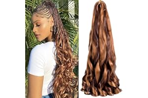 8 Packs French Curly Braiding Hair 22 Inch Pre Stretched Braiding Hair Loose Wave Spiral Curl Braids Crochet Hair with Curly Ends for Black Women by Originea (P33/30#)