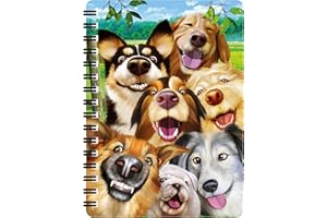 3D LiveLife Jotter - Canine Selfie from Deluxebase. Lenticular 3D Dog A6 Spiral Notebook with Plain Recycled Paper Pages. Artwork Licensed from Renowned Artist Michael Searle