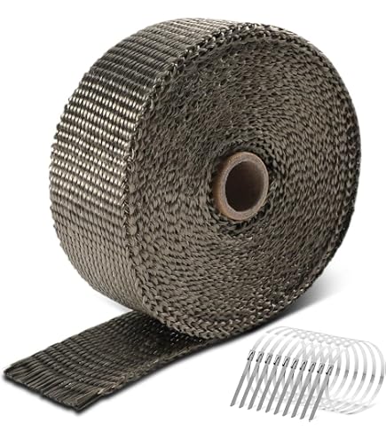 Nastro Termico Isolante 5M Per Marmitte Moto/Auto - Fibra Di Vetro Con 10 Fascette Metalliche