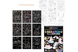 SEGXN Scratch Art for Kids,9PCS Rainbow Magic Scratch Art Kit for Kids with 1 Wooden Stylus, Perfect Birthday and Holiday Gifts for Kids，for 3-12 Year Old Girls Boys Party Favor Activities (Unicorn)