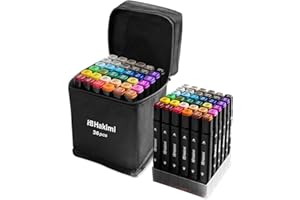 HAKIMI Alcohol Markers 36 Colours Dual Tip Colouring Pens for Adults, Anime & Calligraphy Art – Felt Tip Pens with Case – Ideal for Colouring Book, Scrapbooking, Manga & Stationery Set