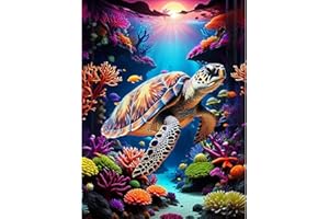 feelive Tortue Peinture Diamant Adulte, DIY Diamant Kit Complet 5D Diamond Painting Artisanat Strass Point de Croix Painting pour Adultes, Enfants, Décoration Intérieur 30x40cm
