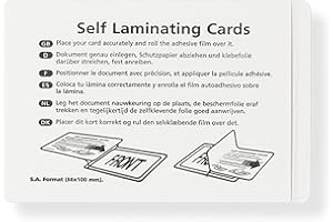 MODULOR Sachets de plastification à froid autocollants, films de plastification pour sceller et protéger des photos, des menus, etc. sans plastifieuse, jeu de 50, chacun 66 mm x 100 mm, transparent