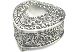 falado Caja de música de aleación de metal en relieve y movimiento dorado para Navidad, cumpleaños, día de San Valentín (forma de corazón, canción: historia de amor)