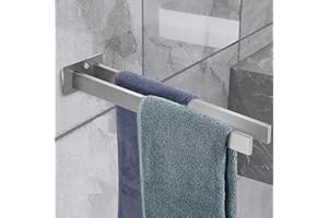 ‎MEIJO Handtuchhalter Bohren Edelstahl, MEIJO Handtuchstange Zweiarmig Eckig Doppelt Handtuchhalter Badetuchhalter Handtuchstange Wandmontage für Badezimmer Küche 39CM (Silber)