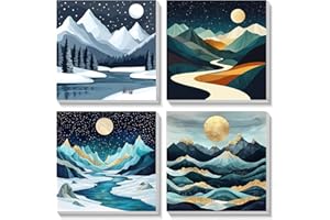 Bowetile 4 Pack Flowers Framed Paint by Numbers for Adults Children, Painting by Numbers Kit for Adults, Beginners Canvas Kits, DIY Acrylic Pigment Drawing Paintwork for Home Decor, 20x20 cm