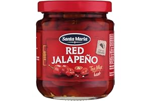 Santa Maria, Red Sliced Jalapeños, Peperoni Rossi a Fette, Gusto Ricco e Molto Piccante, Esalta il Sapore di Tacos, Pizze, Fajitas, Enchiladas, Ideale per Arricchire ogni Tuo Piatto, 215 g