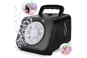 TOKIDARING Bubble Machine LED Portable Bubble Machine for Kids Parties Wedding Automatic Bubble Blower with 2 Speed Modes 12000+ Bubbles Per Minute Bubble Machine for Kids Outdoor Indoor