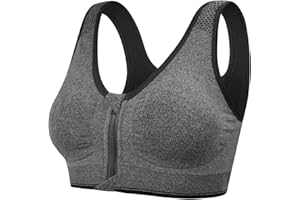 Tuopuda Reggiseno Sportivo Reggiseno Sonno Intimo Donna Senza Ferretto con Cerniera Frontale e Pastiglie Rimovibili per Ginnastica Corsa Jogging Yoga