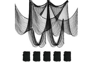Ompinda Halloween Black Creepy Cloth, 4 Pack Spooky Fabric Cloth Halloween Cloth Party Decor Props for Haunted House, Garden（72x30 inch）
