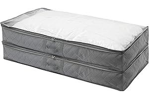 4CONVY Housse de couette pour ranger le linge de lit - Boîte avec grande fenêtre et poignée - Sac de rangement pliable pour vêtements et couettes avec fermeture éclair - Lot de 2