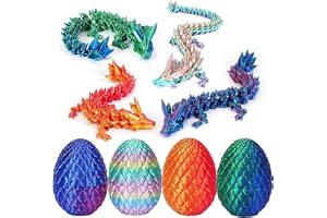 3D-tryckt drakägg – set om 4 3D-överraskningsdrake, mystisk drakleksak, rörliga drakfigurer för överraskning påsk drakägg, heminredning.