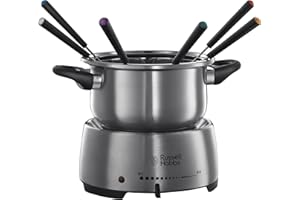 Russell Hobbs Appareil à fondue électrique [Température constante] Fiesta (Fondue au fromage, au chocolat/ à l'huile/bouillon, 6 Personnes, Caquelon en inox 2L lavable lave-vaisselle, 1200W) 22560-56
