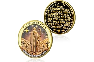 ATSKNSK Moneda cristiana de poder de fe, moneda de desafío de Jesús caminando en la oscuridad, ficha de bolsillo de oración cristiana dorada, regalos religiosos para hombres y mujeres