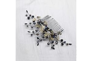 Kercisbeauty Women Black Crystal Hair Comb Slides Gothic Styles Bronze Headpiece for Evening Party Wedding Headband for Brides