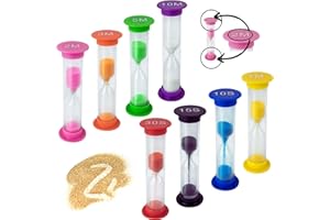 GYDERY Reloj de Arena NIÑOS (8 ud) - Relojes de Arena para niños - Relojes de Arena de Diferentes Tiempos : 10m-5m-3m-2m-1m-30s-15s-10s - Reloj Arena niños - Relojes Arena - Relojes Arena para niños