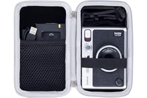 Khanka Funda de Viaje rígida para Fujifilm Instax Mini EVO 2 en 1 Impresora fotográfica y cámara instantánea (Estuche con álbum de Fotos,Negro)