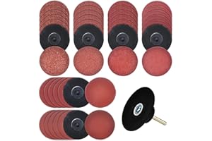 JIEHAOJIA 36 dischi abrasivi di ricambio rapidi da 75 mm, disco di carta vetrata rotondo sabbia grana 36/60/80/120/240/320 con un giradischi coordinato da 3 pollici per trapano smerigliatrice utensile rotante