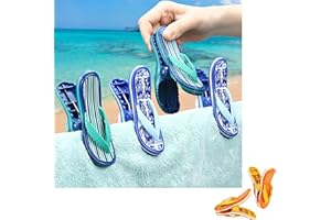 MISS GOOD 4 Pcs Beach Towel Clips Blue Slipper Large Laundry Pegs Towel Clips for Sun Loungers Strong Sunbed Pegs Beach Chair Holder Heavy Duty Bath Clothes Clips Pool Beach Towel Pegs Indoor Outdoor