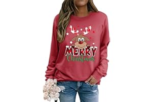 Dresswel Sweter bożonarodzeniowy damski Merry Christmas bluza zabawna Rudolph Rudolph nadruk renifera bawełna Boże Narodzenie Boże Narodzenie Boże Narodzenie sweter świąteczny sweter sweter dla