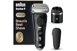 Braun Series 9 PRO+ 9560cc, Rasoir Électrique Pour Homme, 5 Éléments De Rasage, Tondeuse De Précision Intégrée, Station SmartCare, Étanche, 60 Min D'autonomie, Fabriqué En Allemagne, Noir