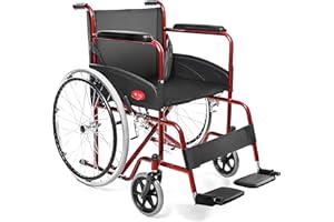 AIESI® Sedia a Rotelle pieghevole leggera ad autospinta per disabili ed anziani AGILA BASIC, Braccioli e Poggiapiedi fissi, Cintura di sicurezza, Garanzia Italia 24 mesi