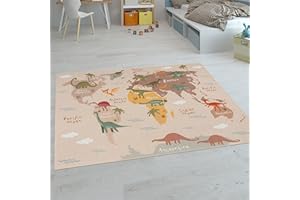 Paco Home Tapis Enfant, Tapis Chambre Jeu Garçon Fille Moderne Antidérapant, Dimension:140x200 cm, Couleur:Beige 2