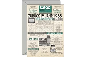 Stuff4 60. Geburtstagskarten für Männer Frauen - Zurück im Jahr 1965 Zeitung - 60 Alles Gute zum Geburtstag Jahrestag Hochzeitstag Karte Vintage Jahrgang Geboren 1965 A5 Glückwunschkarten