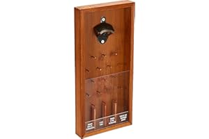 MISTER GADGET MG3144 Marco abridor Juego de beber Madera Metal y Plastico MarrroneTransparente H39,5 x 18,5 x 3,8 cm